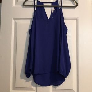 Blue open shoulder blouse